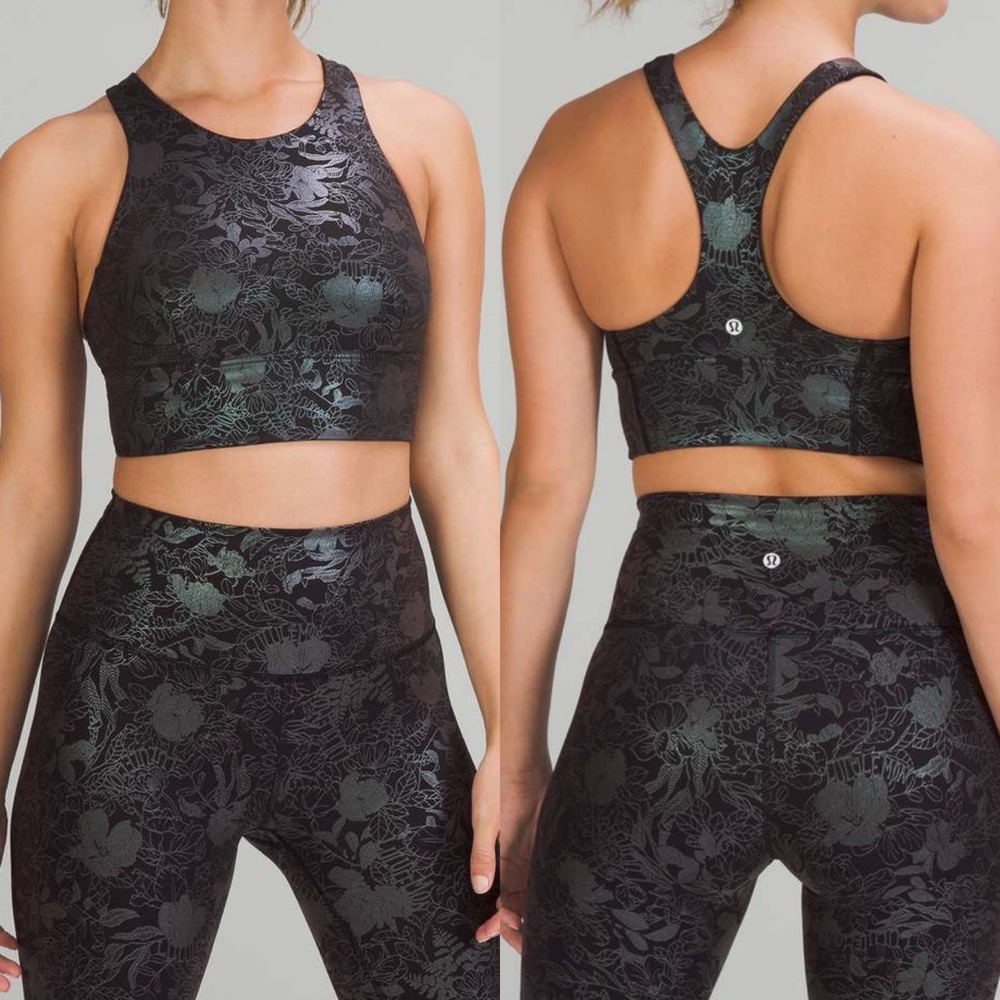 Lululemon Wunder Train Longline Bra *Medium Support Flourish Black Iridescent